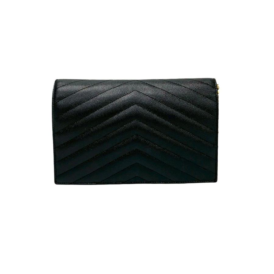 極 美品 袋付き YVES SAINT LAURENT イヴ・サンローラン ロゴ 金具 レザー 本革 ショルダーバッグ ポシェット ブラック 黒 11444 サンローラン SAINT LAURENT ショルダーバッグ カイア YSLロゴ