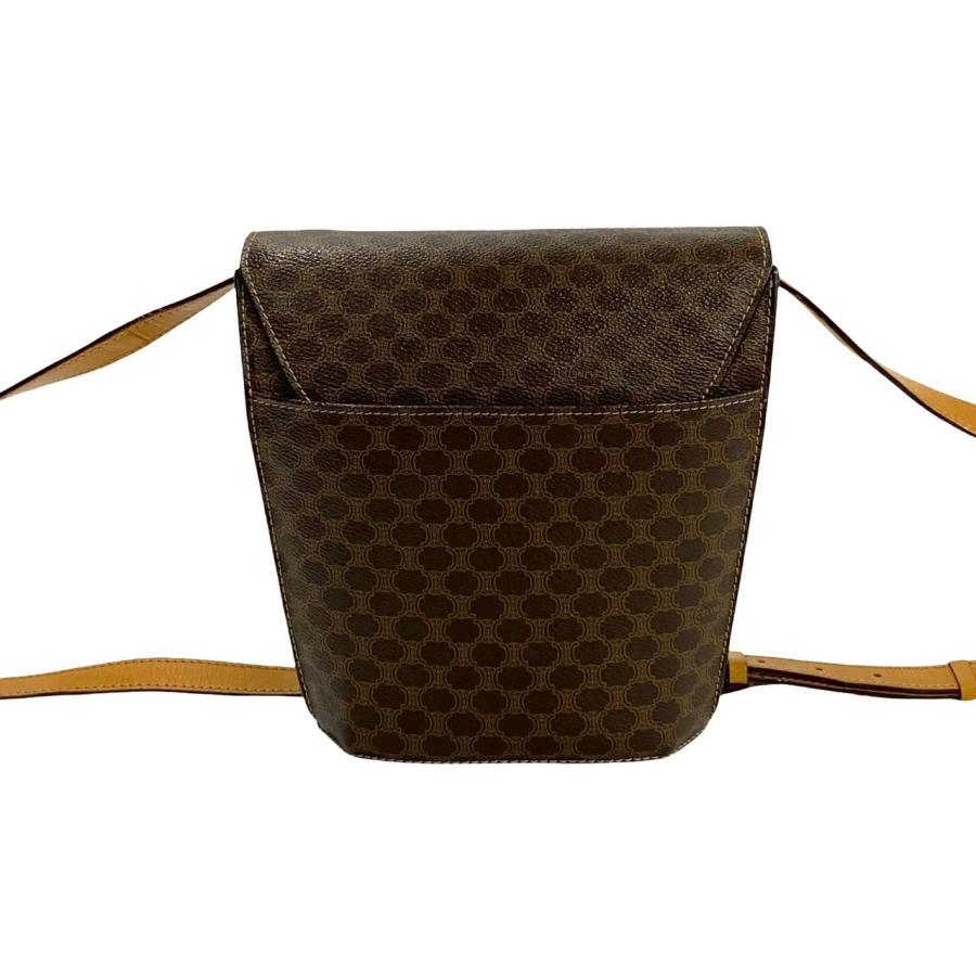 極 美品 袋付き CELINE セリーヌ マカダム ブラゾン トリオンフ 柄 メダル  モチーフ 金具 レザー ショルダーバッグ ブラウン 21720 CELINE（セリーヌ） 極 美品 袋付き マカダム ブラゾン トリオンフ 柄
