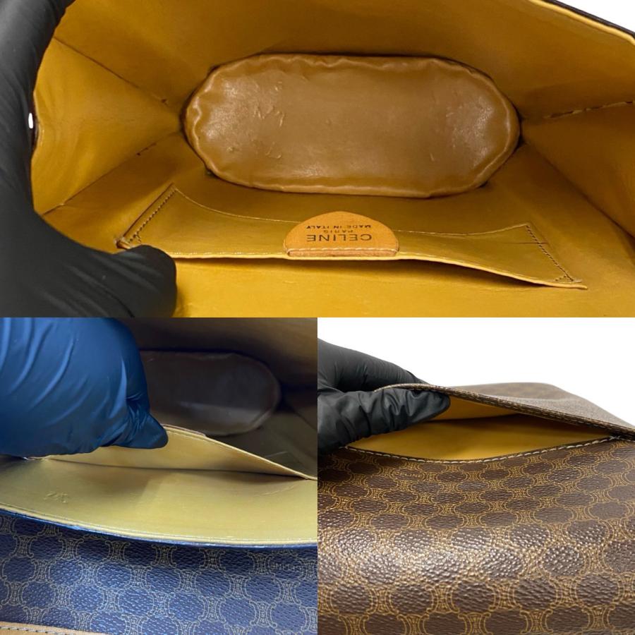 極 美品 袋付き CELINE セリーヌ マカダム ブラゾン トリオンフ 柄 メダル  モチーフ 金具 レザー ショルダーバッグ ブラウン 21720 CELINE（セリーヌ） 極 美品 袋付き マカダム ブラゾン トリオンフ 柄