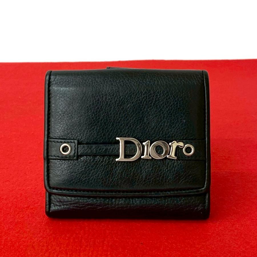 極 美品 Christian Dior クリスチャンディオール ロゴ 金具 レザー 本  