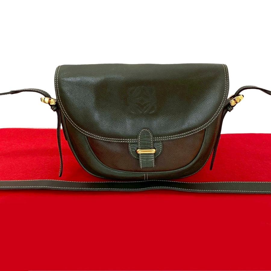 LOEWE（ロエベ） 極 美品 ヴィンテージ アナグラム ロゴ レザー 本革