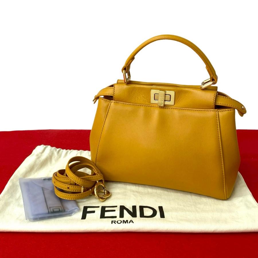 FENDI 2WAYバッグ マイクロ ピーカブー ハンドバッグ イエロー