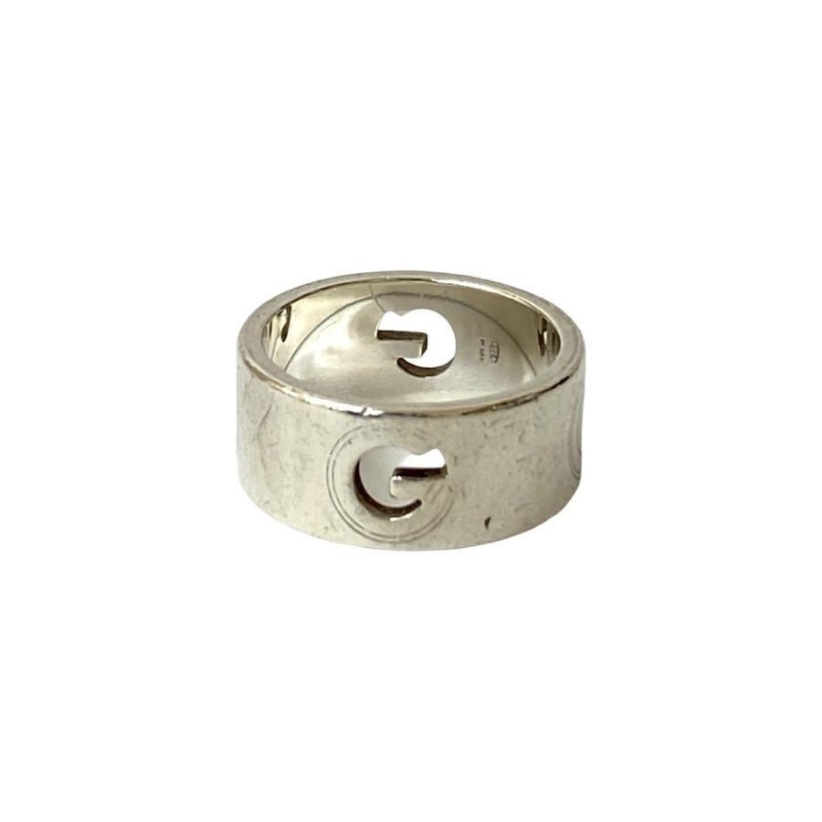 ちゃんぽん様:::GUCCI シルバー925 GG カットアウト リング 19号 GUCCI（グッチ） 極 美品 希少品 G ロゴ カットアウト リング シルバー