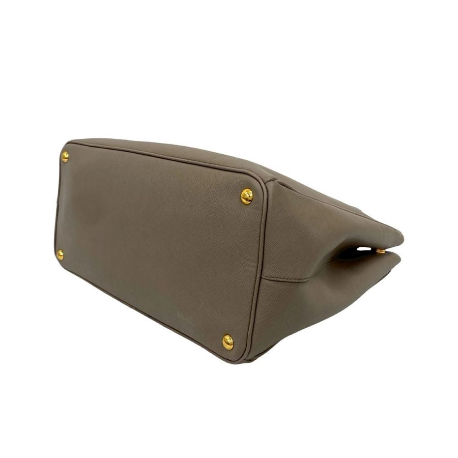 プラダ サフィアーノ レザー ハンドバッグ グレー ガレリア 三角ロゴ PRADA 極 美品 プラダ ガレリア 三角ロゴ 金具 サフィアーノ