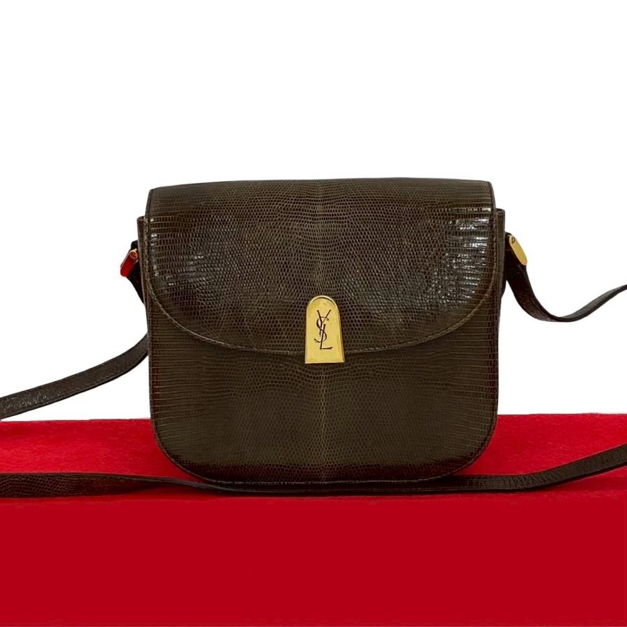 YSL ブラウンレザー ショルダーバッグ美品