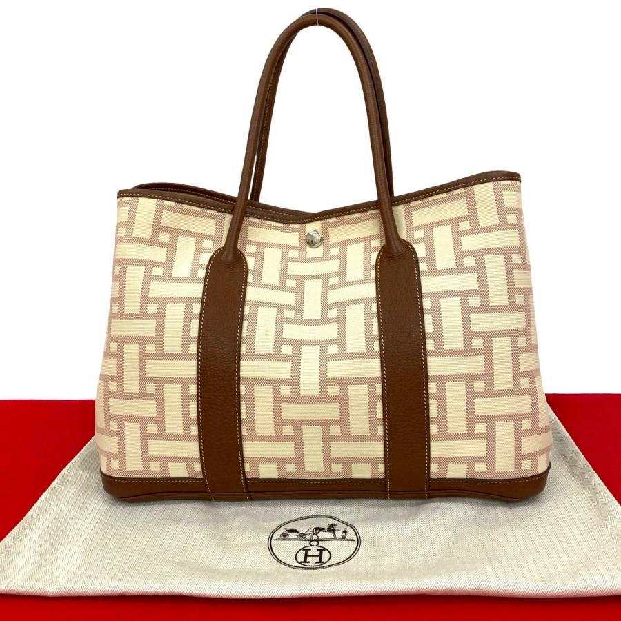 HERMES 美品 ガーデンパーティPM トワルオフィシエ トートバッグ □L