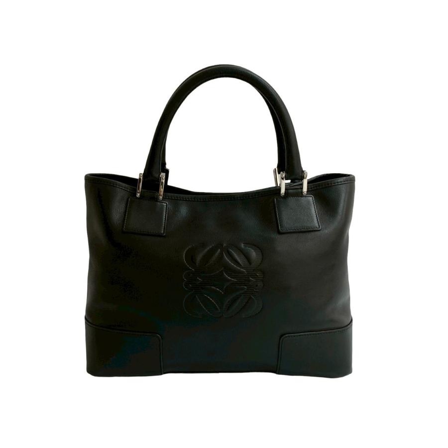 美品】LOEWE ロエベ ロゴ アナグラム ショッパートート レザー 黒 