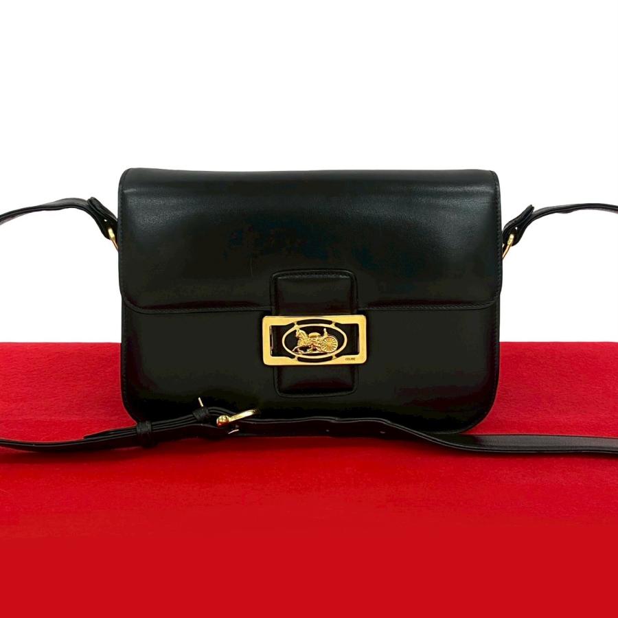 希少ヴィンテージセリーヌ ショルダーバッグ 馬車金具 ホースビット カーフレザー CELINE（セリーヌ） 極 美品 ヴィンテージ 馬車金具 ホースキャリッジ