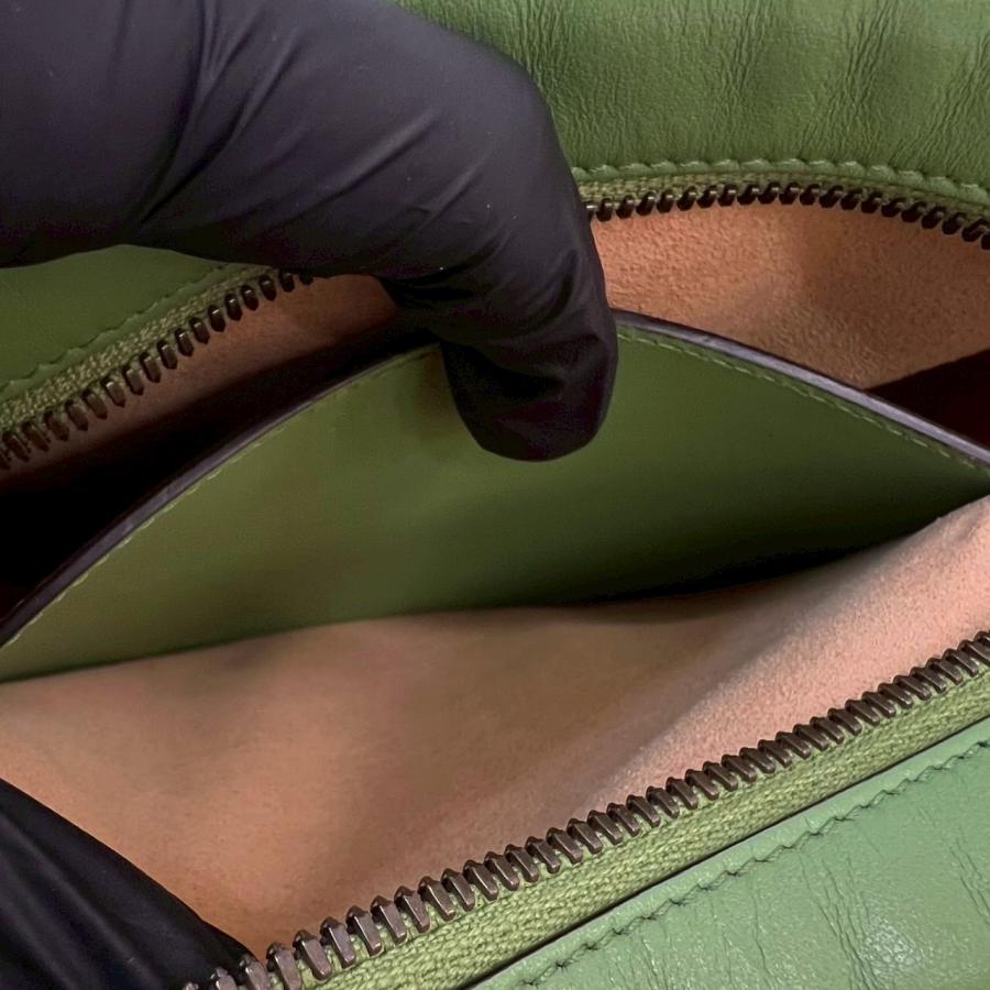 ほぼ未使用 希少品 GUCCI グッチ GGマーモント キルティング レザー 本革 チェーン ショルダーバッグ ポシェット ライトグリーン 61489_10