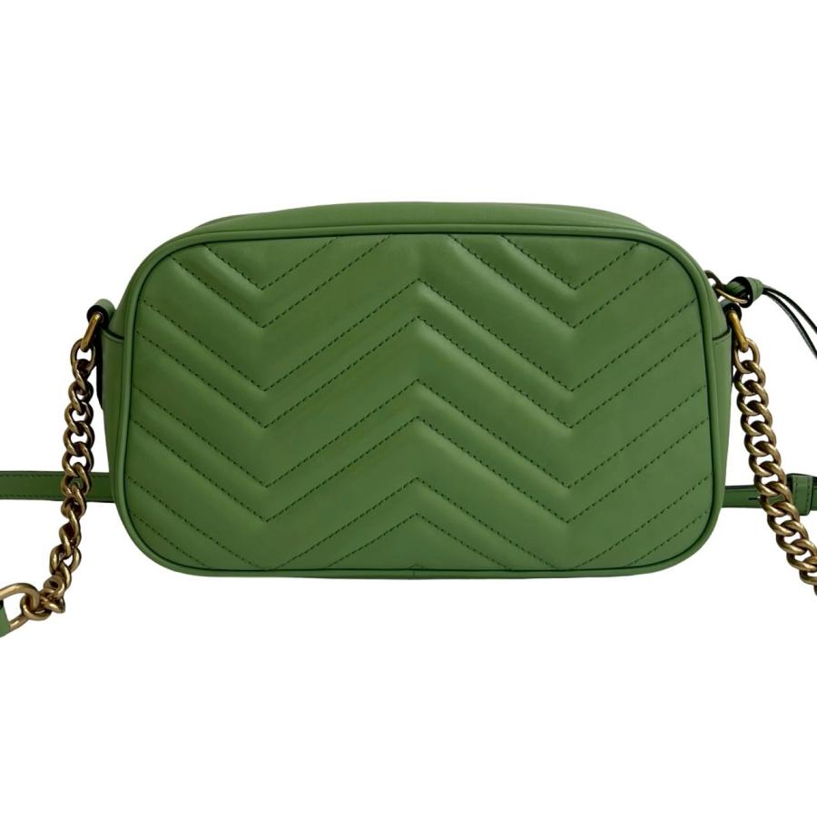 ほぼ未使用 希少品 GUCCI グッチ GGマーモント キルティング レザー 本革 チェーン ショルダーバッグ ポシェット ライトグリーン 61489_3