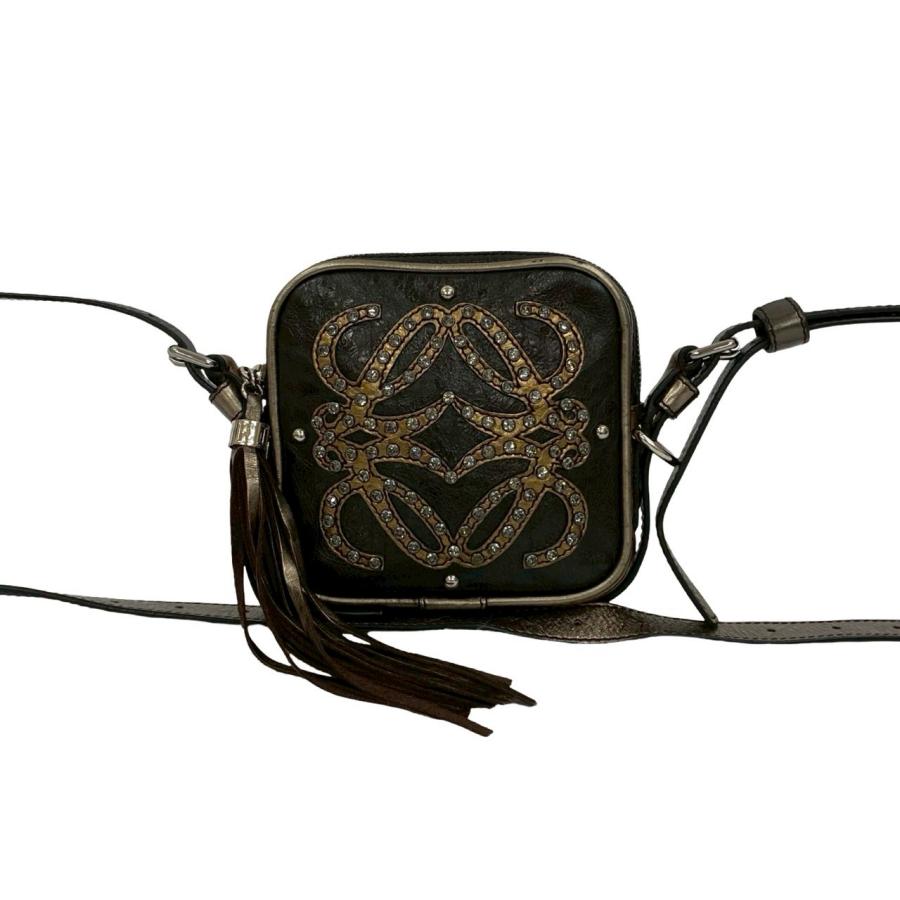 LOEWE（ロエベ） 極 美品 袋付き アナグラム ロゴ ビジュー レザー 本