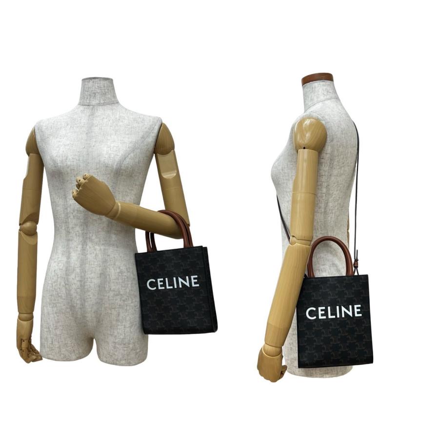 極 美品 CELINE セリーヌ バーティカル カバ レザー 2way ハンドバッグ ミニ トートバッグ ショルダーバッグ ブラウン ブラック 65082_2