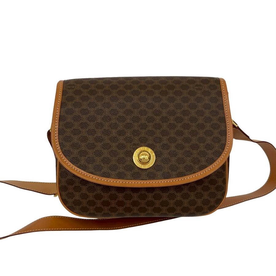CELINE ショルダーバッグ ポシェット 斜めがけ マカダム柄 トリオンフ CELINE 極 美品 セリーヌ マカダム ブラゾン トリオンフ 柄