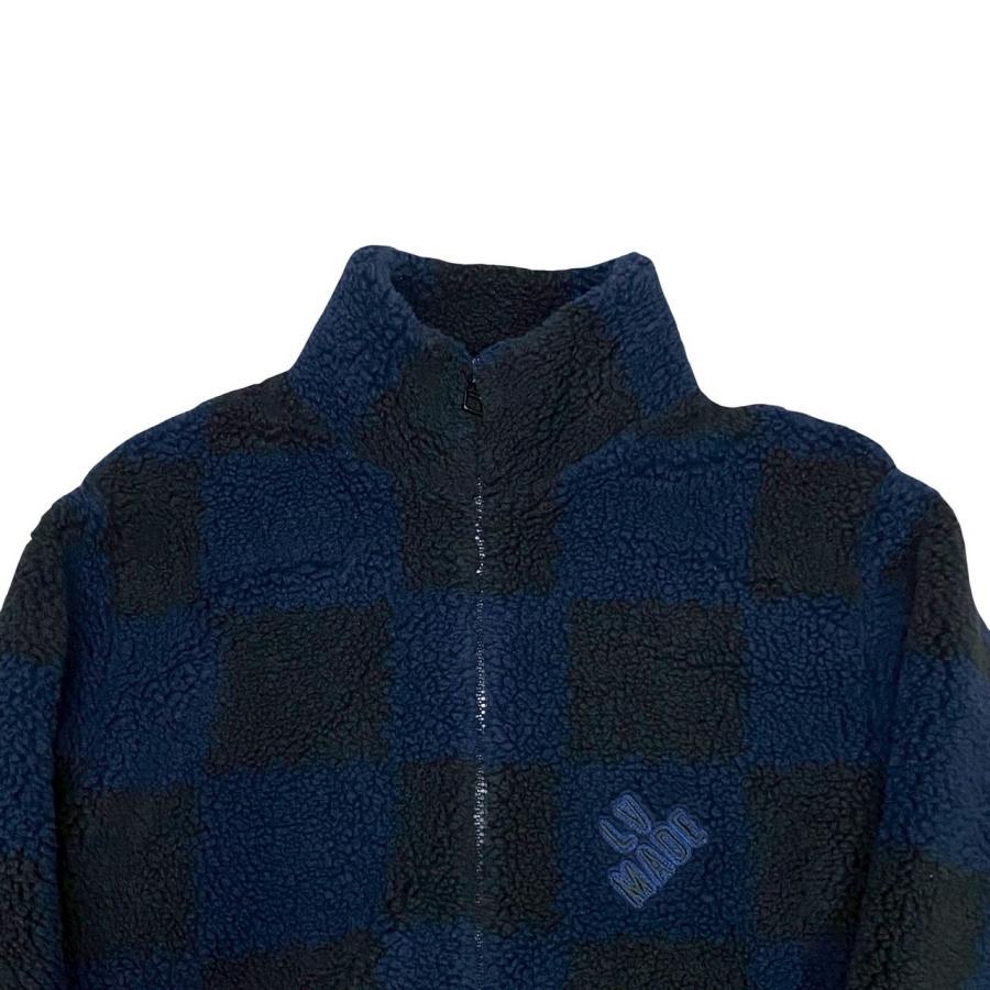 極 美品 LOUIS VUITTON ルイヴィトン NIGO ロゴ ボアジャケット ポリエステル ブルゾン アウター メンズ XL ブラック ネイビー  37291 LOUIS VUITTON（ルイ・ヴィトン） 極 美品 NIGO ロゴ ボアジャケット