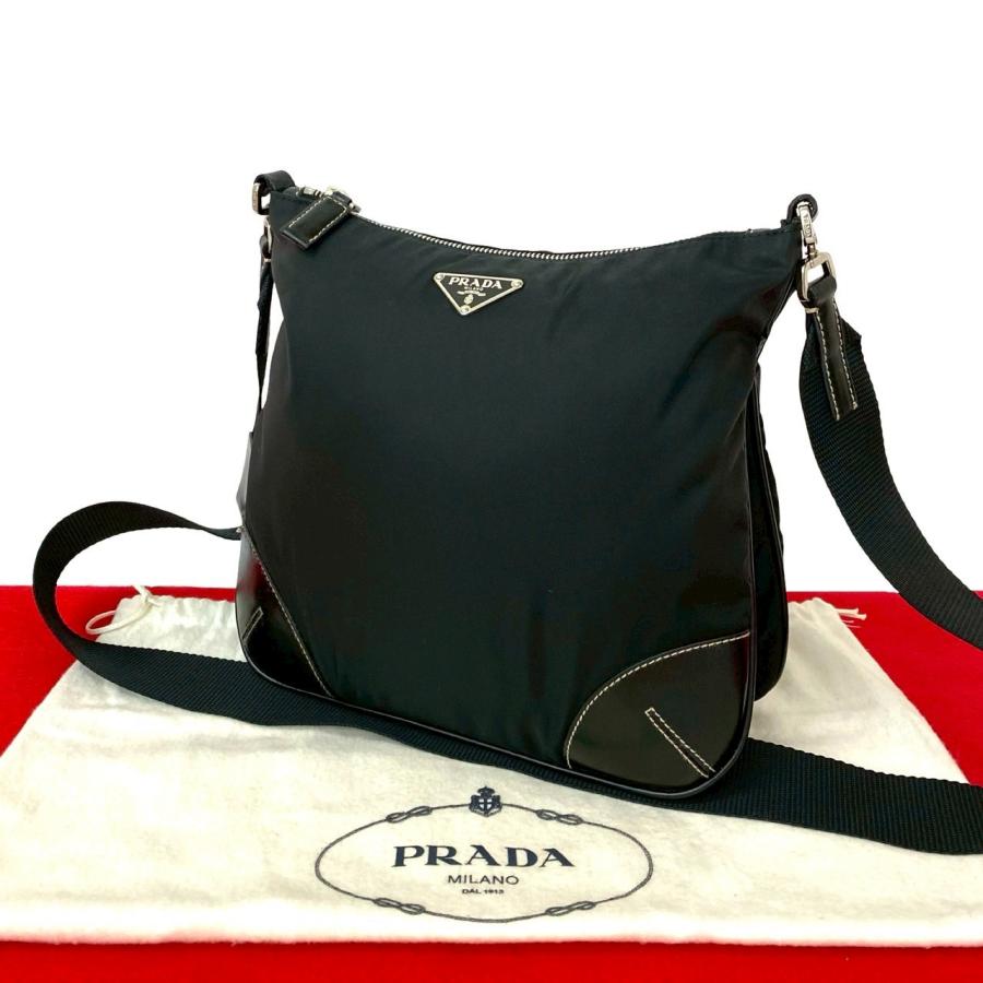 プラダポシェットショルダーバッグ三角ロゴブラック