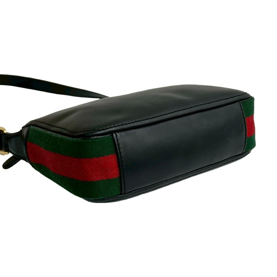 極 美品 GUCCI グッチ オールドグッチ ヴィンテージ シェリーライン レザー 本革 ショルダーバッグ ポシェット サコッシュ ブラック 33191 GUCCI（グッチ） 極 美品 オールドグッチ ヴィンテージ シェリーライン