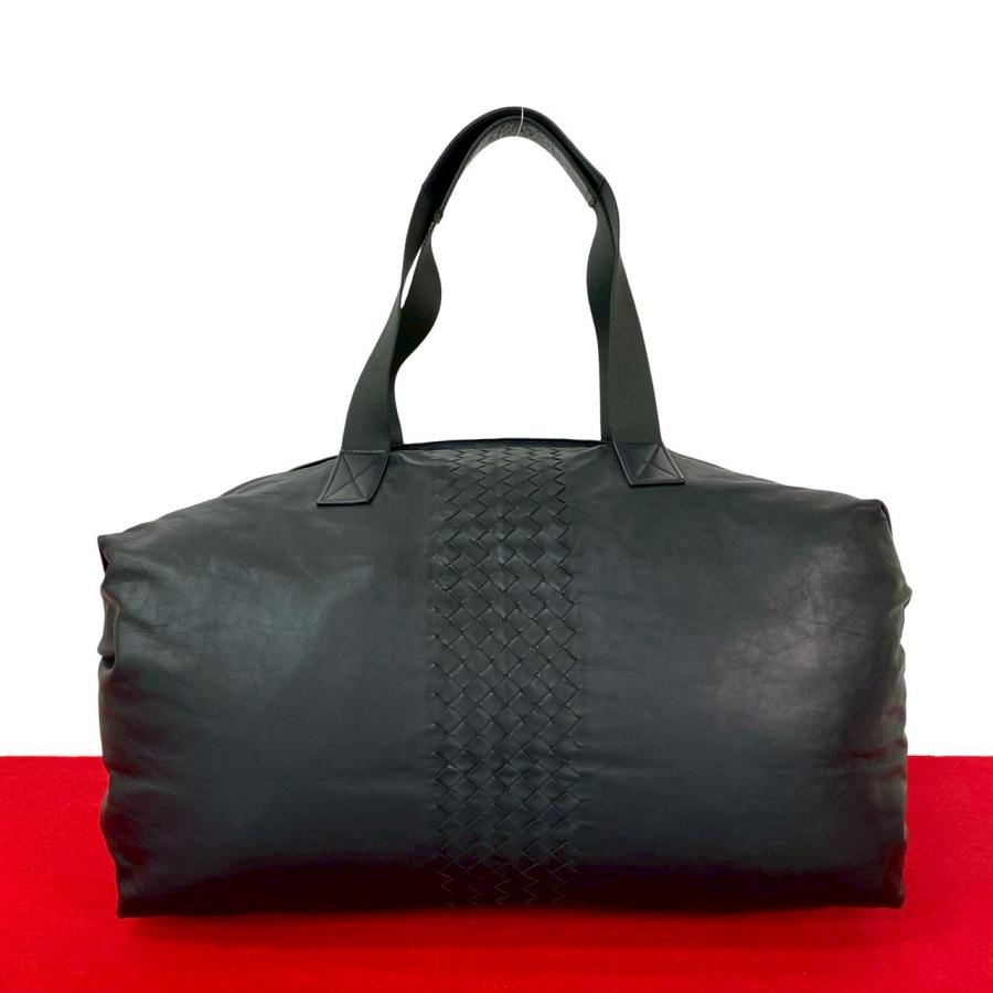 極美品 Bottega Veneta イントレチャート ボストンバッグ レザー黒 極 美品 BOTTEGA VENETA ボッテガヴェネタ イントレチャート レザー 本