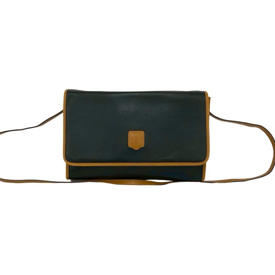 極 美品 CELINE セリーヌ ヴィンテージ トリオンフ ロゴ レザー 本革 ショルダーバッグ ポシェット サコッシュ ブラック ブラウン 87963 CELINE（セリーヌ） 極 美品 ヴィンテージ トリオンフ ロゴ レザー 本