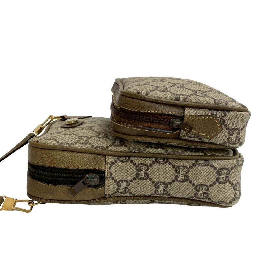 極 美品 GUCCI グッチ オールドグッチ ヴィンテージ グッチプラス ロゴ 金具 レザー ミニ ショルダーバッグ ポシェット ブラウン 21335 GUCCI（グッチ） 極 美品 オールドグッチ ヴィンテージ グッチプラス