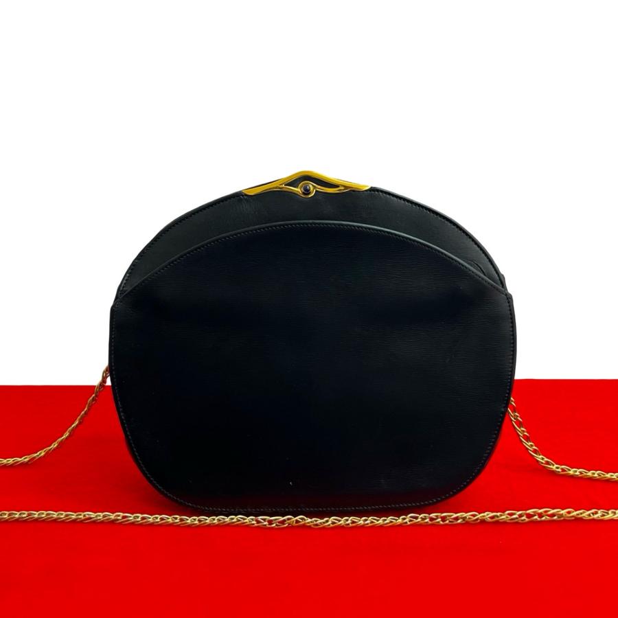 極 美品 CARTIER カルティエ ヴィンテージ サファイアライン レザー 本革 チェーン ミニ ショルダーバッグ ポシェット ネイビー 39262 Cartier（カルティエ） 極 美品 ヴィンテージ サファイアライン レザー