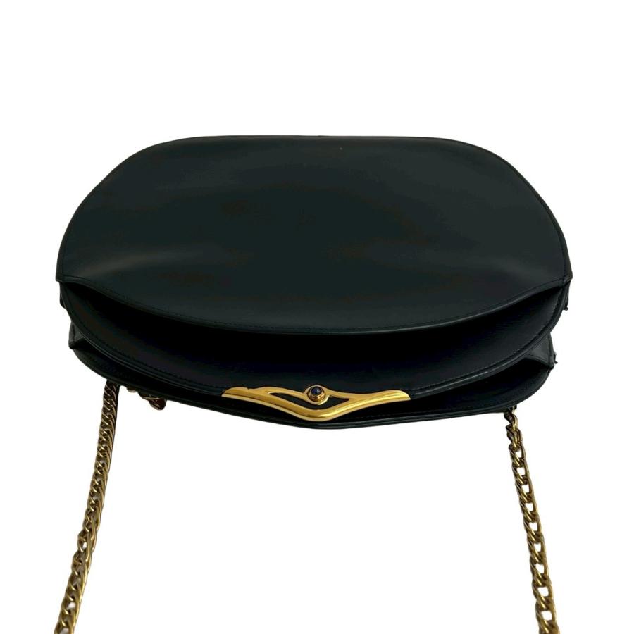 ほぼ未使用 CARTIER カルティエ ヴィンテージ サファイアライン レザー 本革 チェーン ミニ ショルダーバッグ ポシェット ネイビー 5513c Cartier（カルティエ） ほぼ未使用 ヴィンテージ サファイアライン
