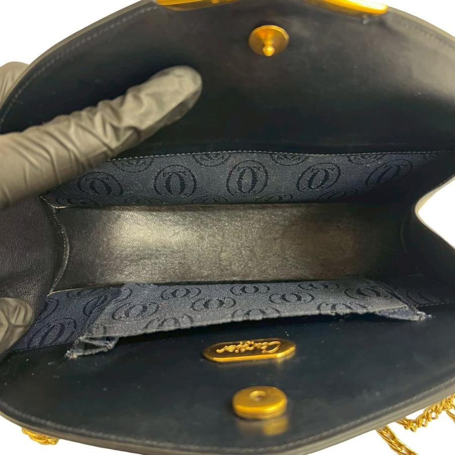 極 美品 CARTIER カルティエ ヴィンテージ サファイアライン カーフ レザー 本革 チェーン ショルダーバッグ ポシェット ネイビー 21268 Cartier - 極 美品 CARTIER カルティエ ヴィンテージ サファイアライン