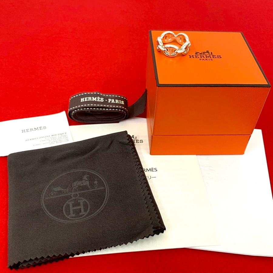 HERMES 極 美品 箱付き エルメス アンシェネ シルバー925 リング 指輪  