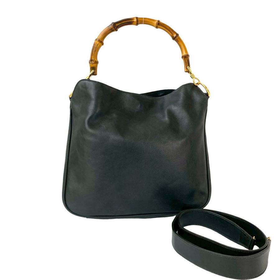 【ヴィンテージ】グッチ　バンブー　ショルダーバッグ　ハンド　トート　レザー　黒 GUCCI 極 美品 グッチ オールドグッチ ヴィンテージ バンブー