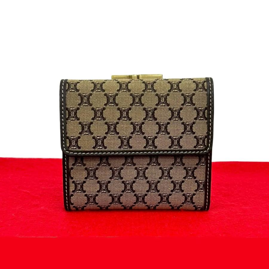 【希少品】 CELINE ケース　がま口　マカダム　トリオンフ　ブラウン CELINE - CELINE セリーヌ ヴィンテージ マカダム トリオンフ
