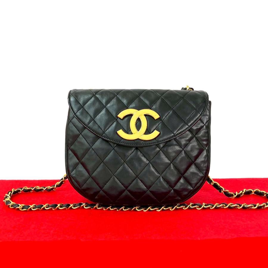 極 美品 シール有 0番台 CHANEL シャネル マトラッセ デカココ ラムスキン チェーン ミニ ショルダーバッグ ポシェット ブラック 97785 CHANEL（シャネル） 極 美品 シール有 0番台 マトラッセ デカココ