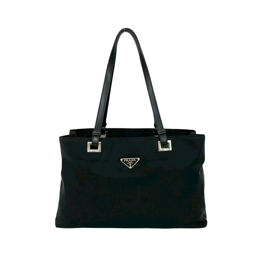PRADA 極 美品 プラダ 三角ロゴ プレート 金具 ナイロン レザー