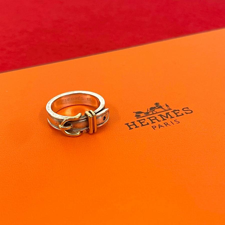 HERMES エルメス リング サンチュール 925 ベルトモチーフ 10号 HERMES 極 美品 エルメス サンチュール ベルト モチーフ