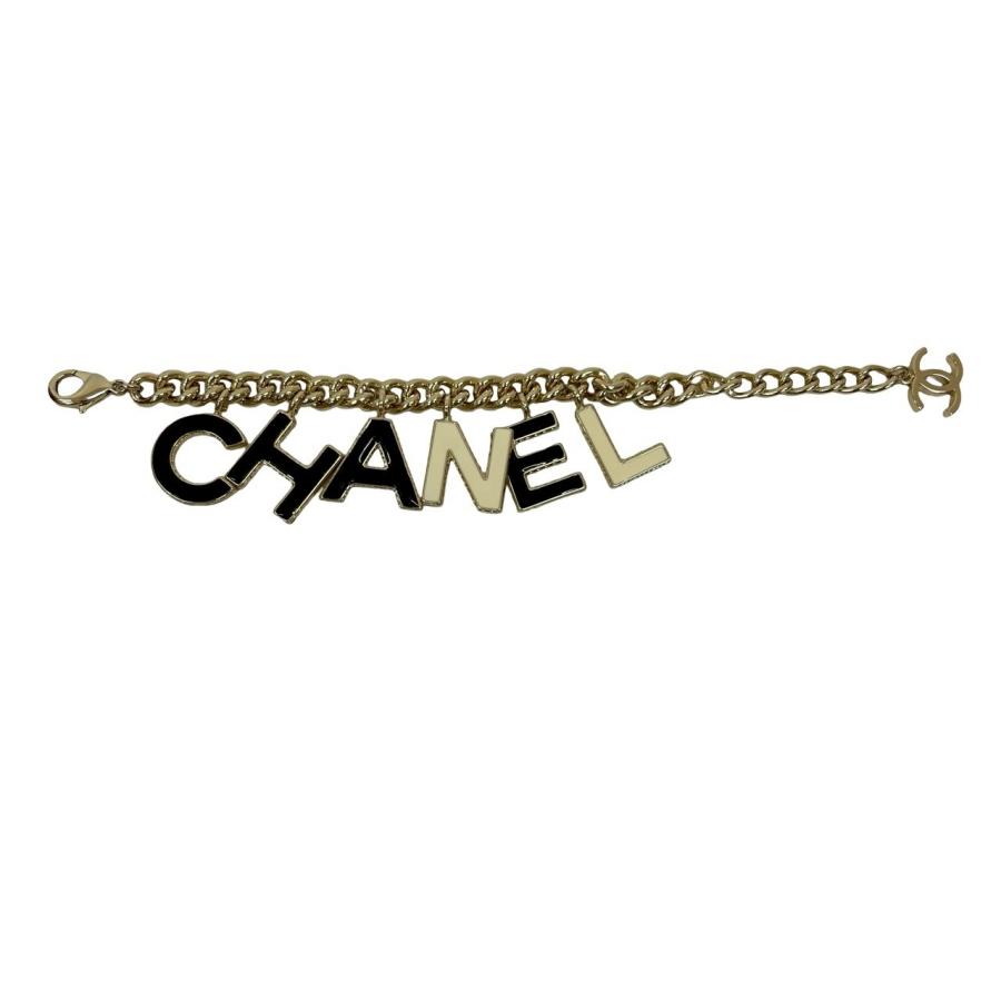 極 美品 コメあり B22A CHANEL シャネル ロゴ ココマーク ブレスレット バングル アクセサリー ブラック ホワイト ゴールド 89815_6