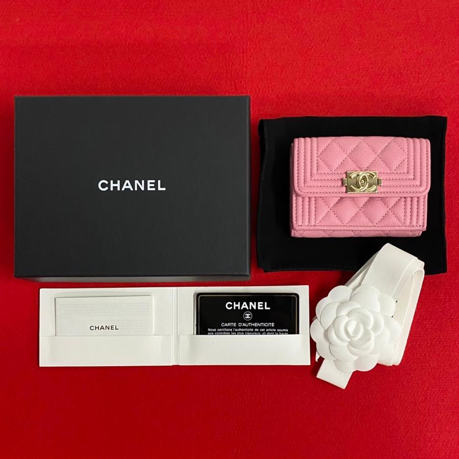 【美品】正規品CHANEL ボーイシャネル キャビアスキン ウォレット CHANEL（シャネル） ボーイシャネル 三つ折り財布 A84432 キャビア