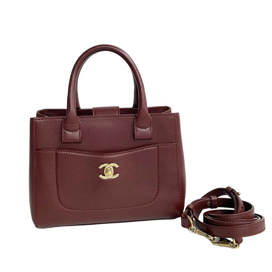 シャネル ココマーク キャビアスキン ターンロック ビジネスバッグ ボルドー CHANEL - シャネル ココマーク キャビアスキン ターンロック