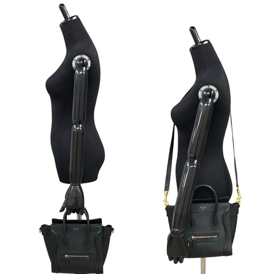 極 美品 袋付き CELINE セリーヌ ラゲージ ナノショッパー レザー 本革 