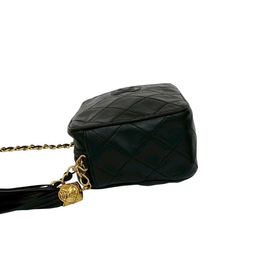 極 美品 袋付き カード シール有 19番台 CHANEL シャネル マトラッセ ココ ラムスキン レザー チェーン ショルダーバッグ ブラック 24334 マトラッセ シャネル CHANEL ミニマトラッセ19 ココマーク チェーン