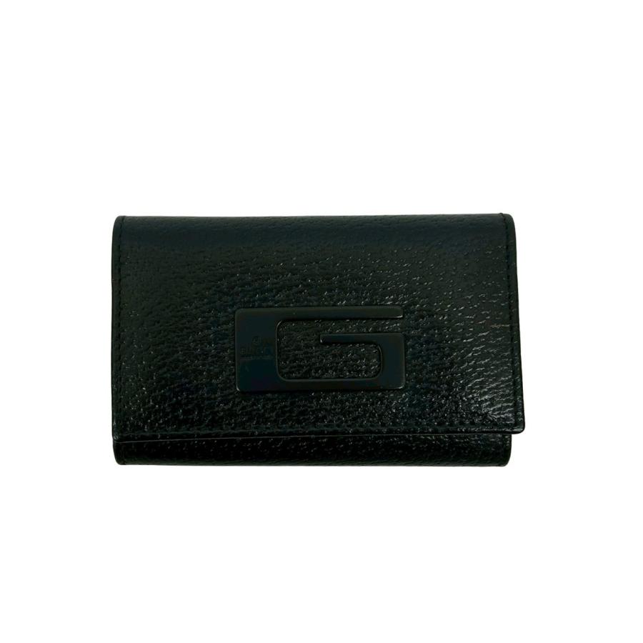 新品未使用品　GUCCI グッチ　キーケース　レザー　ロゴプレート　ブラック GUCCI（グッチ） 極 美品 希少品 G ロゴ プレート レザー 本革 三