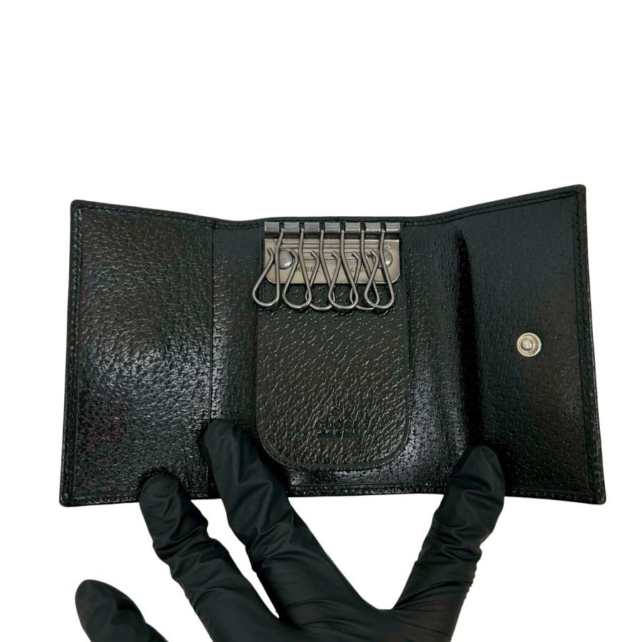新品未使用品　GUCCI グッチ　キーケース　レザー　ロゴプレート　ブラック GUCCI（グッチ） 極 美品 希少品 G ロゴ プレート レザー 本革 三