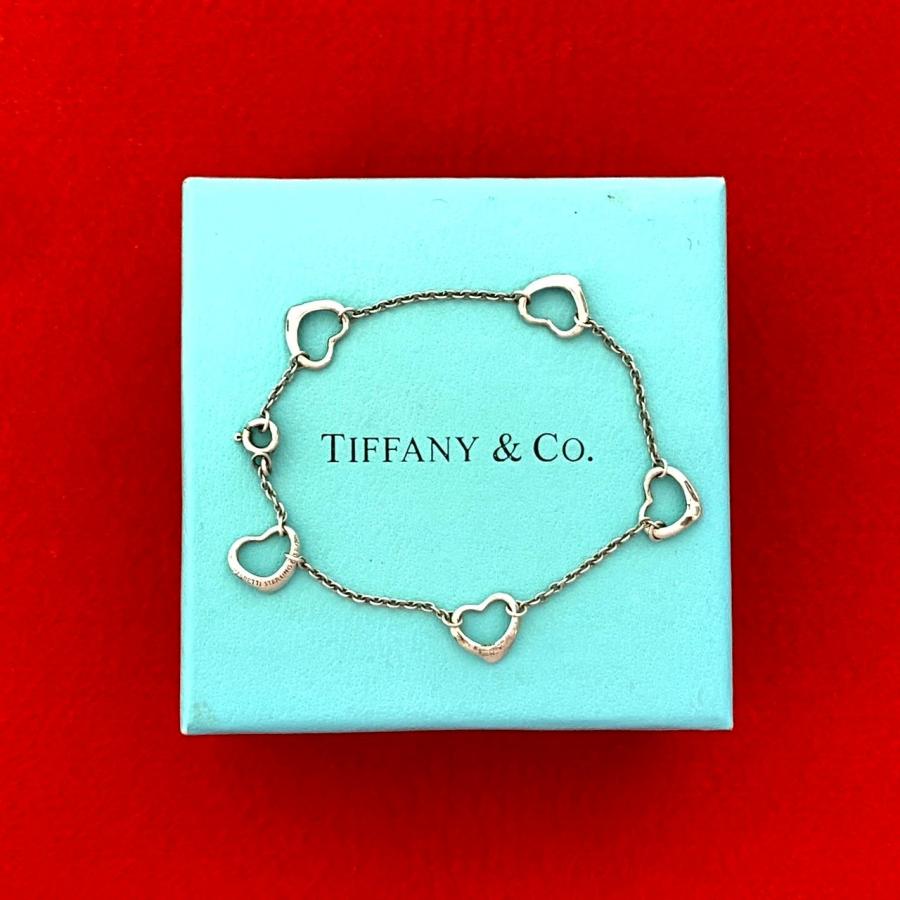 美品 Tiffany オープンハート ブレスレット シルバー925 ビンテージ TIFFANY&Co.（ティファニー） 極 美品 オープンハート ブレスレット