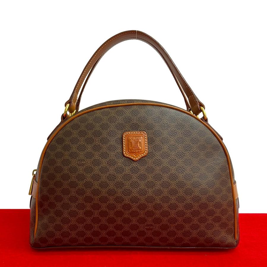 極 美品 セリーヌ マカダム ブラゾン レザー ボストンバッグ CELINE 極 美品 セリーヌ ヴィンテージ マカダム ブラゾン 柄 レザー