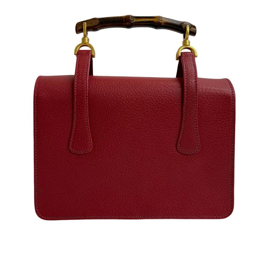 美品♪オールドグッチ　バンブートート大　赤 GUCCI（グッチ） 極 美品 保存箱 袋付 オールドグッチ バンブー レザー