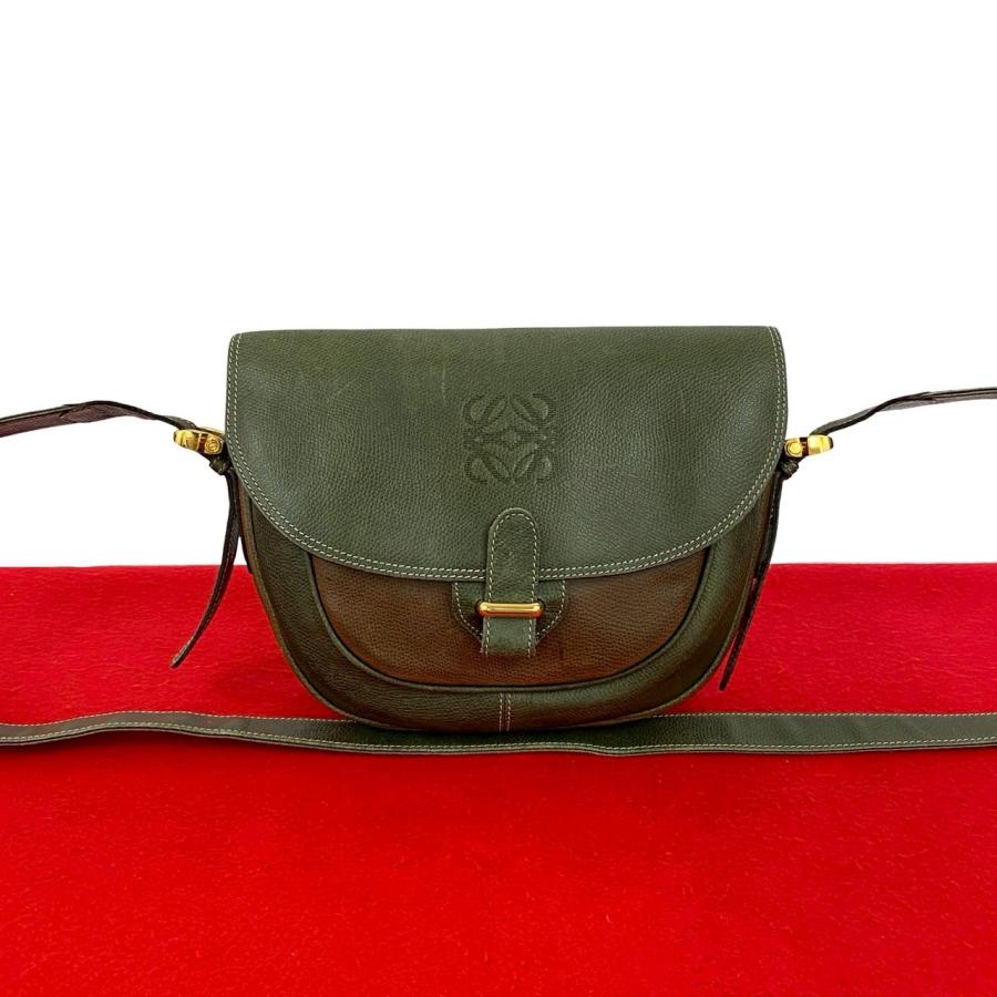 LOEWE（ロエベ） 極 美品 ヴィンテージ アナグラム ロゴ 刻印 レザー