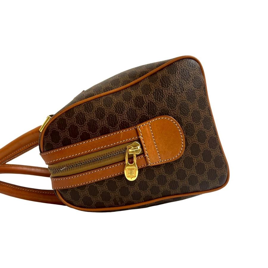 CELINE ブラウン マカダム柄 レザーボストンバッグ CELINE（セリーヌ） 極 美品 ヴィンテージ マカダム ブラゾン 柄