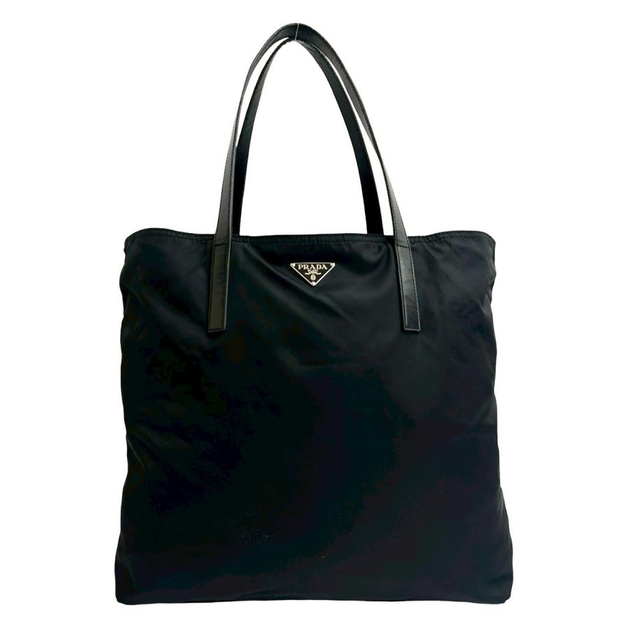 【美品】PRADA トートバッグ ハンドバック　A4サイズ可能 三角ロゴ PRADA（プラダ） 極 美品 三角ロゴ 金具 レザー 本革 テスート