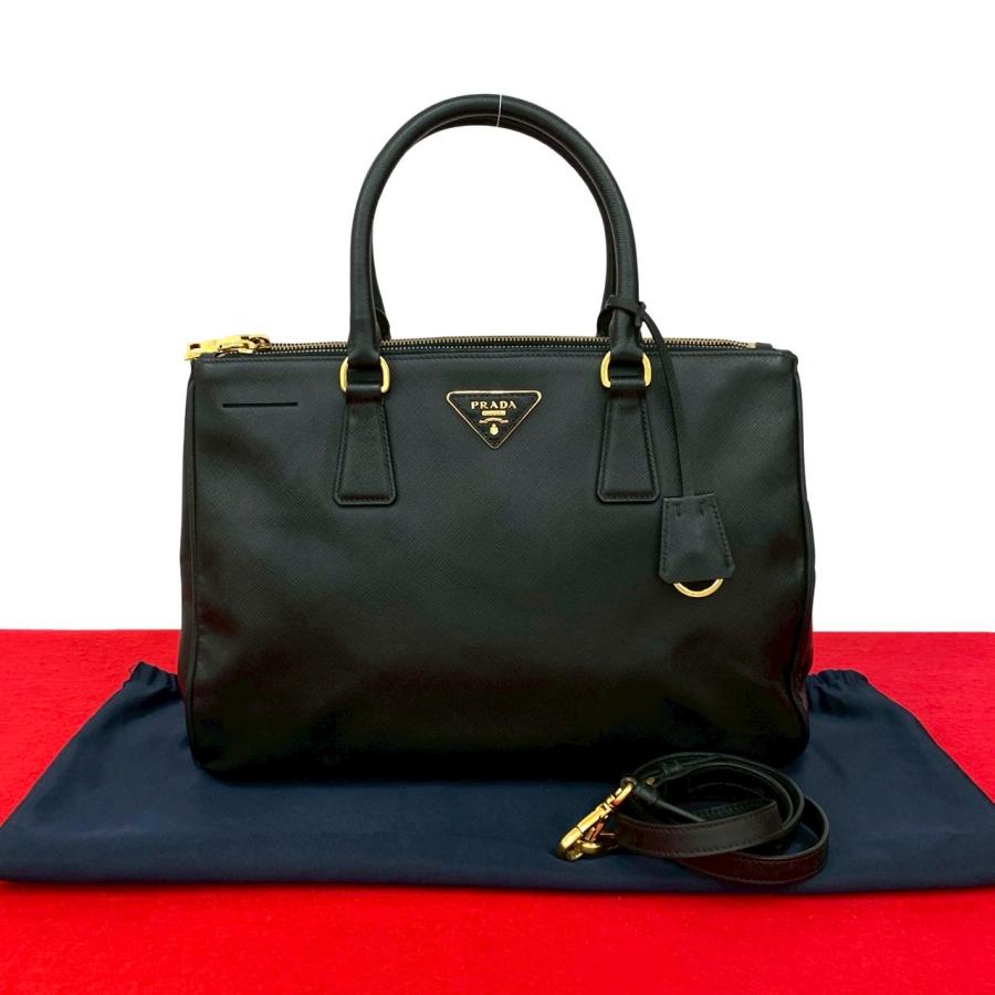 PRADA（プラダ） 極 美品 袋付き ガレリア 三角ロゴ 金具 サフィアーノ
