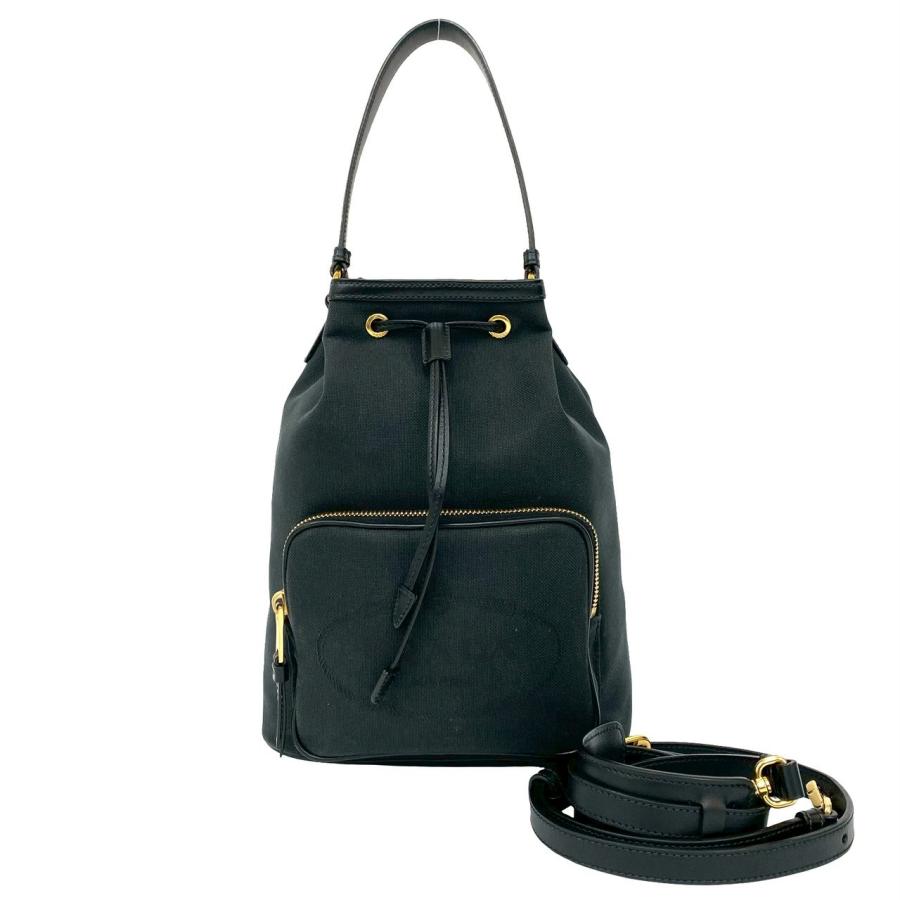PRADA（プラダ） ほぼ未使用 保存袋付き ロゴ キャンバス レザー 本革