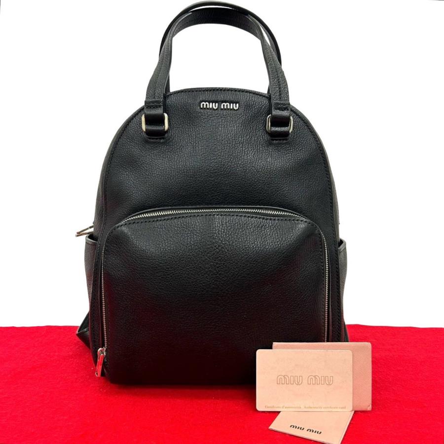 miu miu（ミュウミュウ） 極 美品 ロゴ 金具 レザー 本革 2way