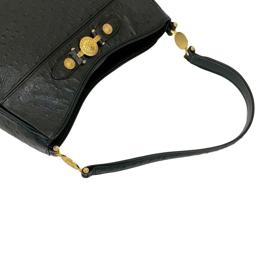 極 美品 袋付き VERSACE ヴェルサーチ サンバースト ロゴ 金具 レザー