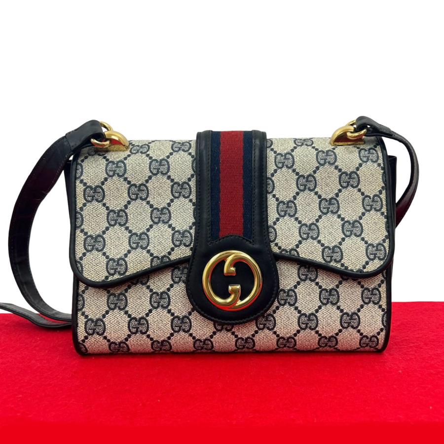 美品 GUCCI ショルダーバッグ クロスボディ シェリーライン GGキャンバス GUCCI（グッチ） 極 美品 オールドグッチ シェリーライン GG ロゴ 金具